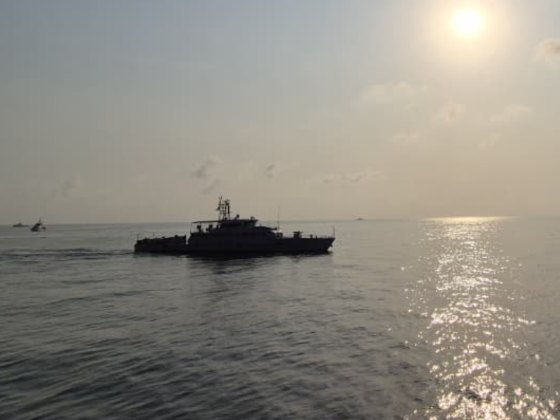 Fast patrol and crew boat at sea